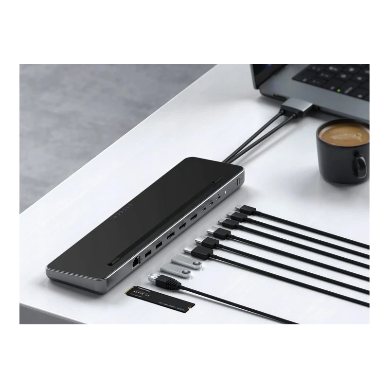 Satechi Dual Dock Stand - stacja dokująca do MacBook z podwójnym USB-C PD 75W, 2x USB-C 5Gbps i 10 Gbps, 2x HDMI 2.0
