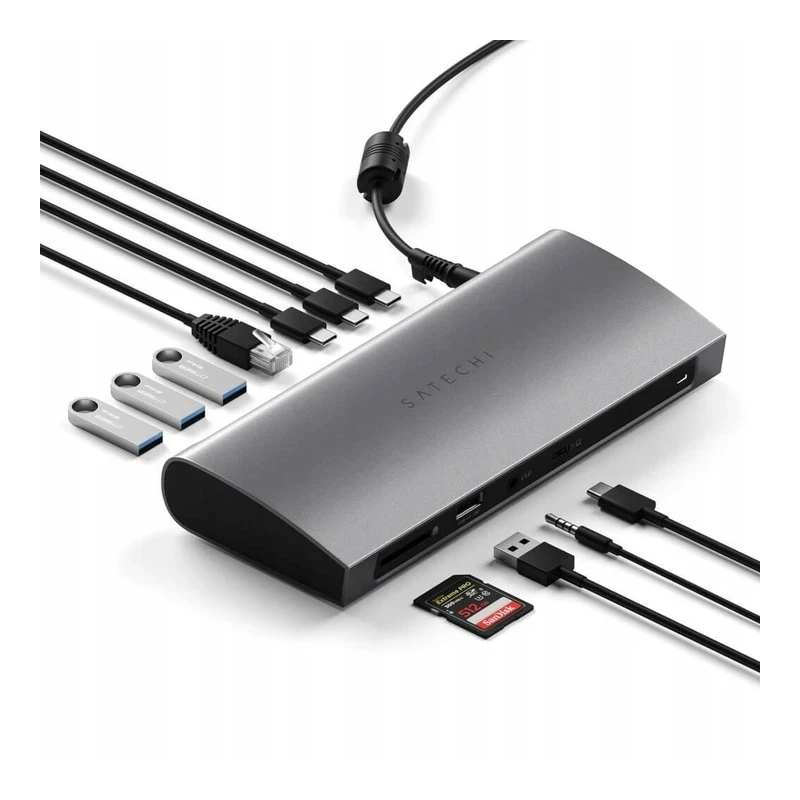 Satechi Thunderbolt 4 Dock - stacja dokująca (1x Thunderbolt 4 host port 96W, 3x Thunderbolt 4 15W, Gigabit ethernet, 3x USB-A