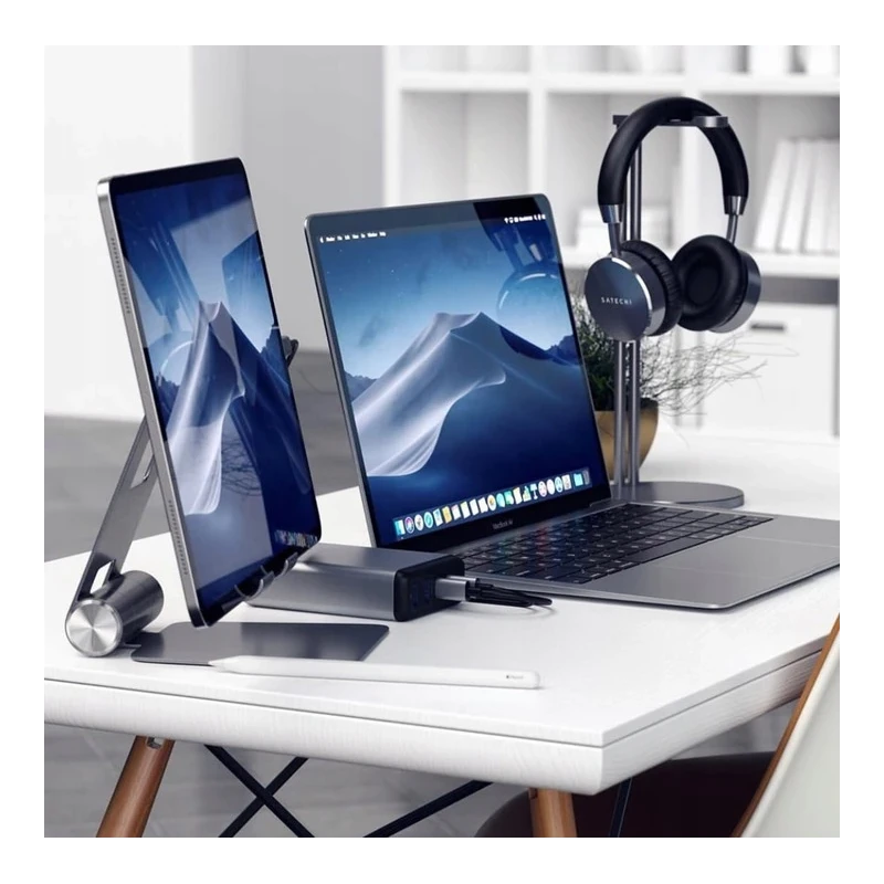 Satechi R1 Aluminum Hinge Holder Foldable Stand - aluminiowa składana podstawka do MacBook/iPad (space gray)