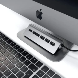 Satechi Aluminium - hub USB-C (czytnik kart micro/SD, 3x USB-A) (space gray)
