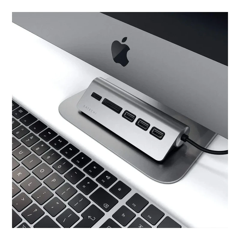 Satechi Aluminium - hub USB-C (czytnik kart micro/SD, 3x USB-A) (space gray)