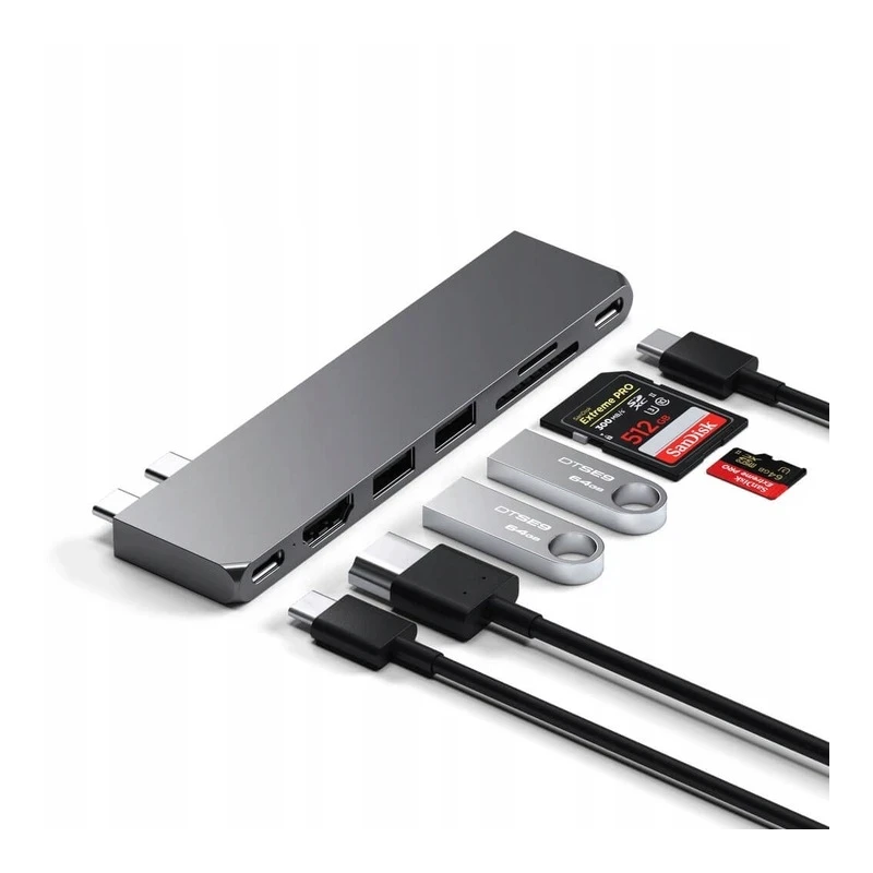 Satechi Pro aluminiowy hub 2xUSB-C do MacBook 4xUSB HDMI 2xUSB-A microSD (space grey)