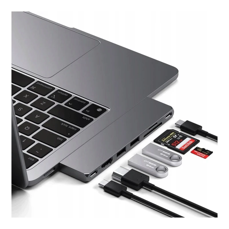 Satechi Pro aluminiowy hub 2xUSB-C do MacBook 4xUSB HDMI 2xUSB-A microSD (space grey)