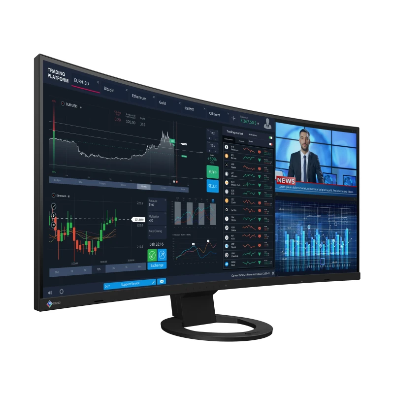 EIZO FlexScan EV3895-BK - monitor 37,5", 3840 x 1600, UW4K/WQHD+, 24:10, ultrawide z zakrzywionym ekranem, karta sieciowa (czar