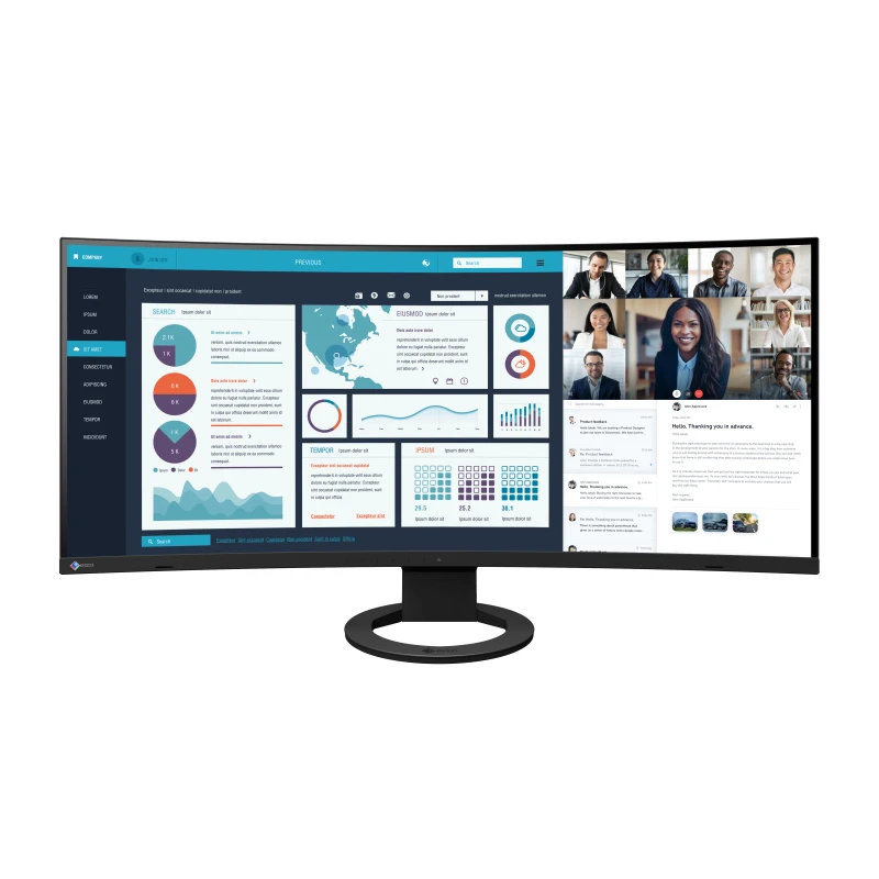 EIZO FlexScan EV3895-BK - monitor 37,5", 3840 x 1600, UW4K/WQHD+, 24:10, ultrawide z zakrzywionym ekranem, karta sieciowa (czar