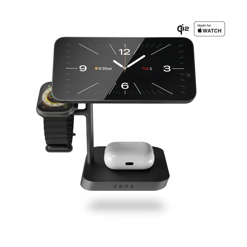 ZENS Office Charger Pro 3 ładowarka bezprzewodowa 3w1 Qi2 25W MagSafe