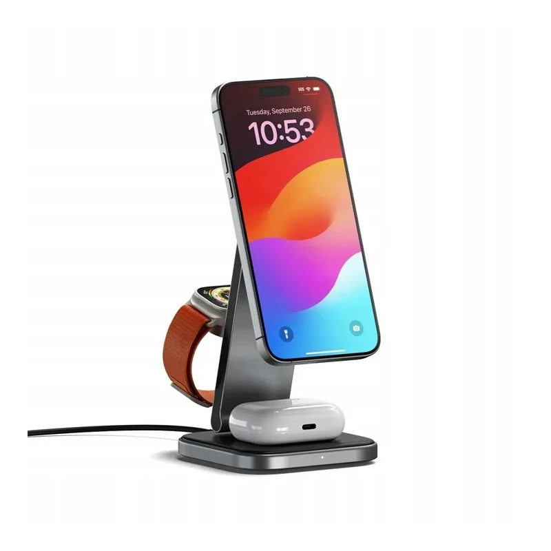 Satechi 3-in-1 Foldable Charging Stand - składana podstawka ładująca Qi2 do trzech urządzeń