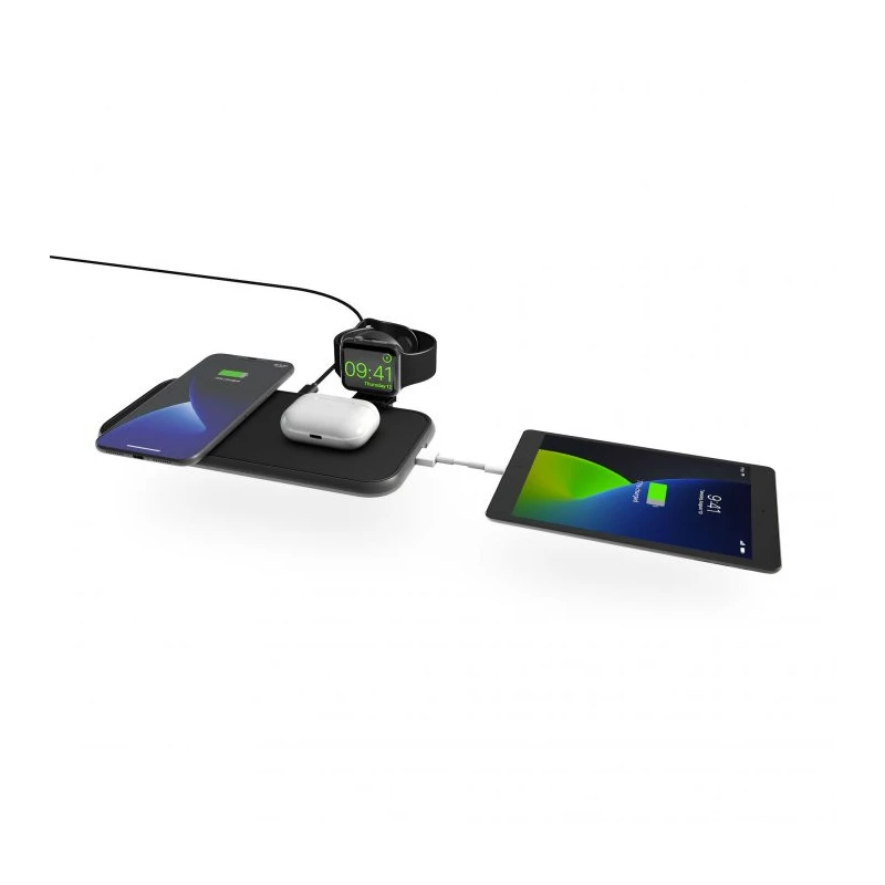 ZENS Aluminium 4w1 - ładowarka bezprzewodowa do dwóch urządzeń, USB oraz Apple Watch (black)