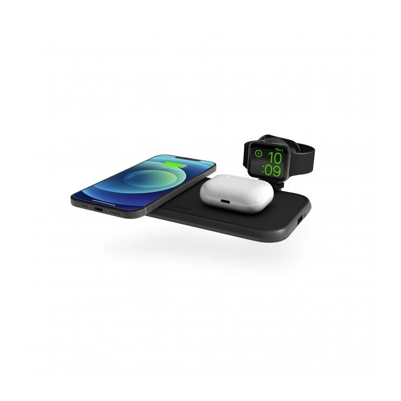 ZENS Aluminium 4w1 - ładowarka bezprzewodowa do dwóch urządzeń, USB oraz Apple Watch (black)