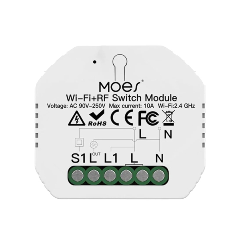 Przekaźnik Dopuszkowy 1-Kanałowy Wi-Fi + RF Moes MS-104 Tuya