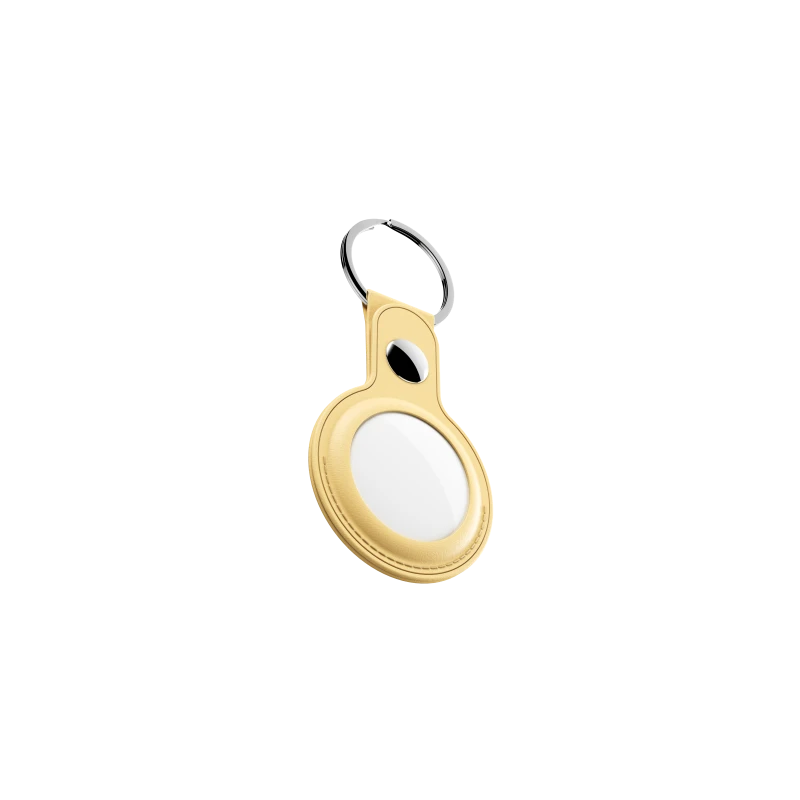 KeyBudz AirTag Keyring - skórzane etui ochronne do AirTag 2- pack (Pastel Yellow)