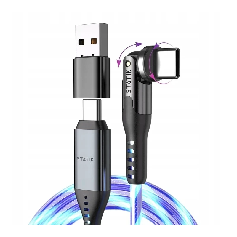 Statik PowerPivot Pro kabel USB-C-USB-C 1m, podświetlany, obrotowa wtyczka