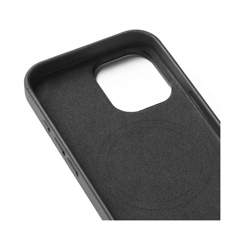 Mujjo Leather Case etui obudowa plecki skórzane iPhone 16 MagSafe czarne