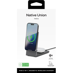 Native Union Rise 2-in-1 Qi2 wireless charger, black
