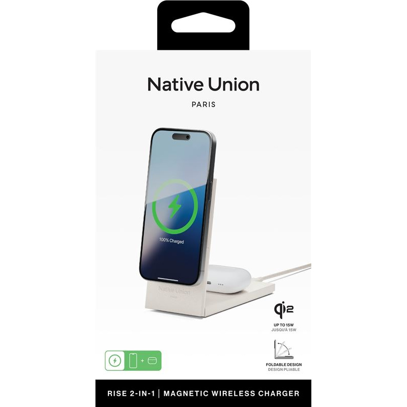 Native Union Rise 2w1 Qi2 szybka bezprzewodowa ładowarka 15W MagSafe