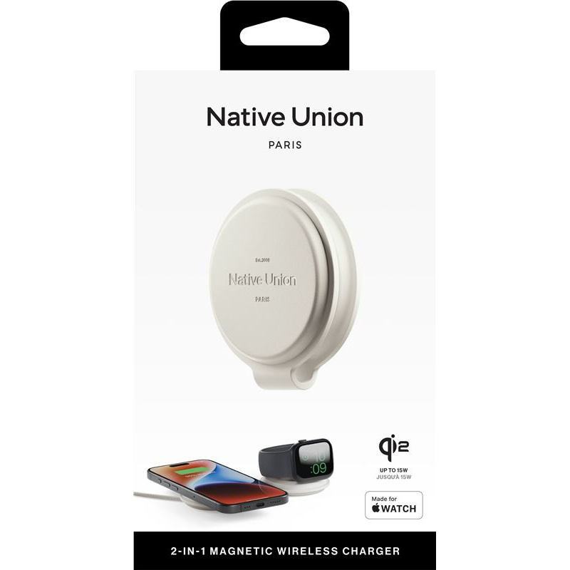 Native Union Voyage 2-in-1 Qi2 wireless charger, sandstone
