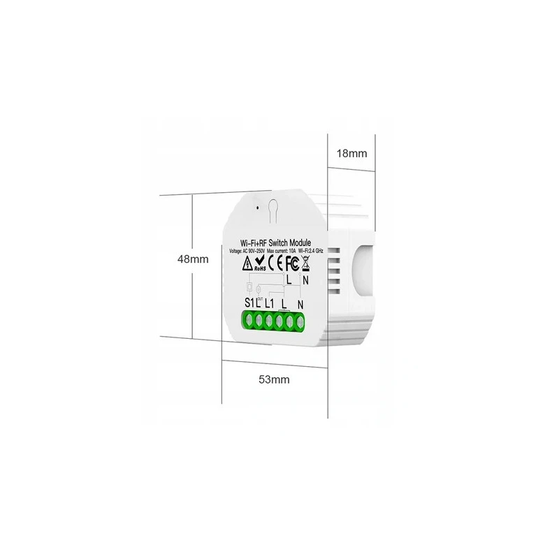 Przekaźnik Dopuszkowy 1-Kanałowy Wi-Fi + RF Moes MS-104 Tuya