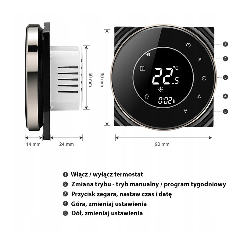 Tuya Gas / Water Boiler Thermostat Black Wi-Fi