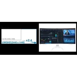 EIZO FlexScan EV3450XC-WT - monitor 34,1", 3440 x 1440 UWQHD, zakrzywiony, wbudowana kamera 21:9, (biały)