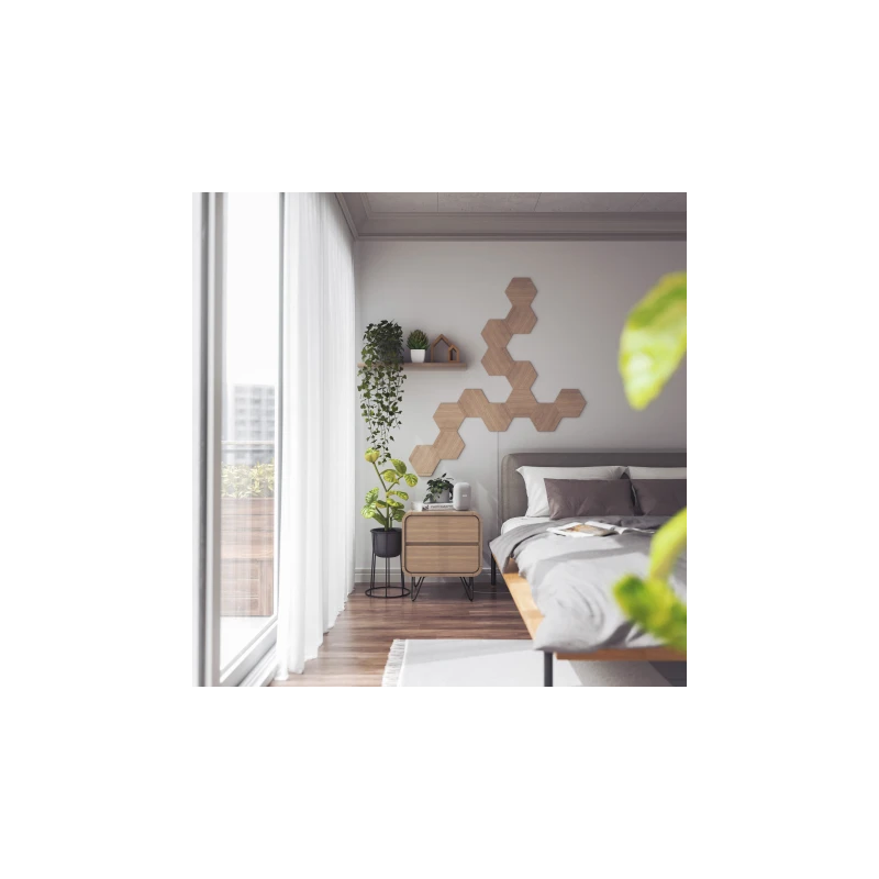 Nanoleaf Elements Hexagons zestaw 13 paneli świetlnych LED wygląd drewna