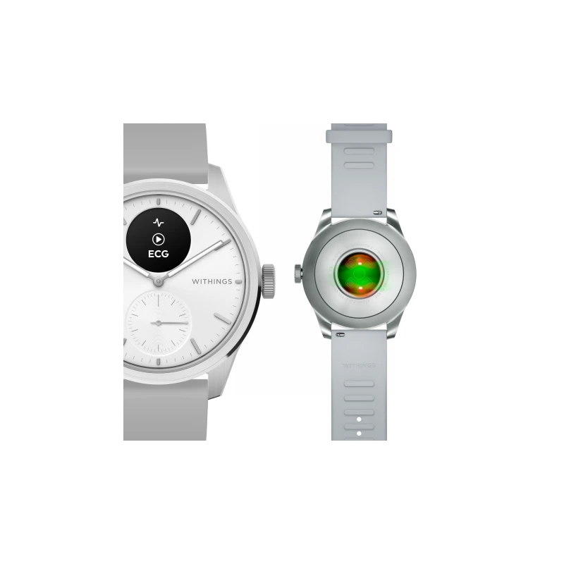 Withings Scanwatch 2 - zegarek z funkcją EKG, pomiarem pulsu i SPO2 oraz mierzeniem aktywności fizycznej i snu (42mm, white)