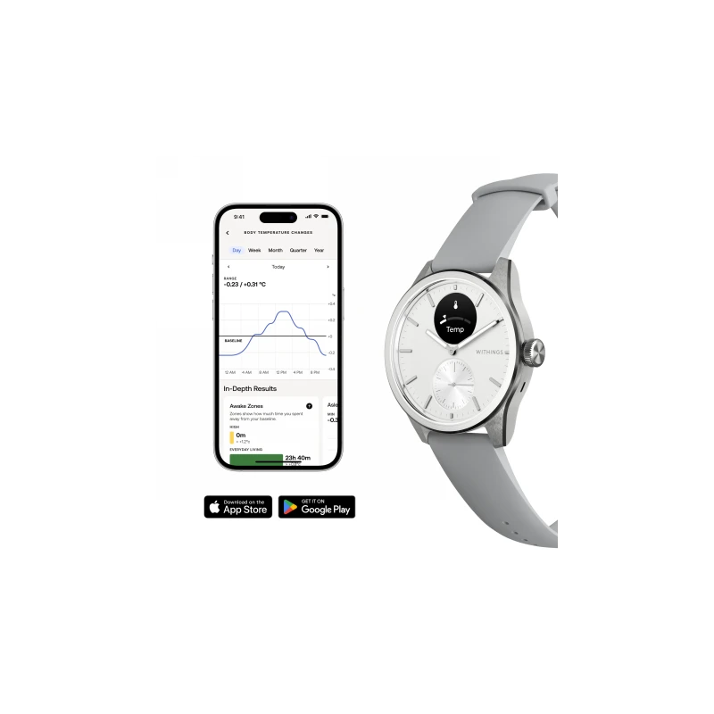 Withings Scanwatch 2 - zegarek z funkcją EKG, pomiarem pulsu i SPO2 oraz mierzeniem aktywności fizycznej i snu (42mm, white)