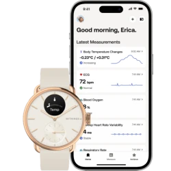 Withings Scanwatch 2 - zegarek z funkcją EKG, pomiarem pulsu i SPO2 oraz mierzeniem aktywności fizycznej i snu (38mm, rose gold)