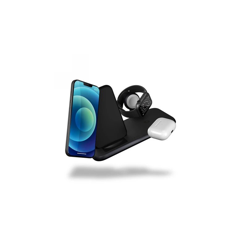 ZENS Aluminium 4w1 Stand Wireless Charger - bezprzewodowa stacja ładująca do trzech urządzeń (45W), z możliwością ładowanie czwa