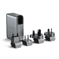 Satechi 4-Port GaN Travel Charger - ładowarka podróżna 145W  z 4 adapterami do gniazdek - US, UK, EU, AS (4x USB-C)