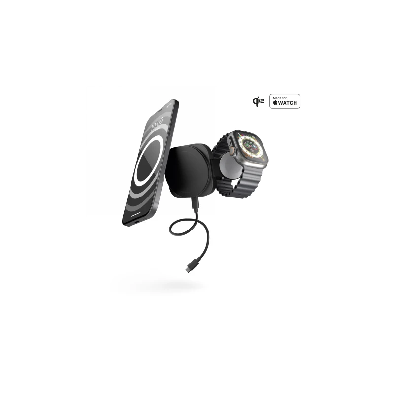 Zens Travel Charger Pro 2 - ładowarka bezprzewodowa do dwóch urządzeń Qi2 20W, kompatybilna z MagSafe, kabel i etui w zestawie (