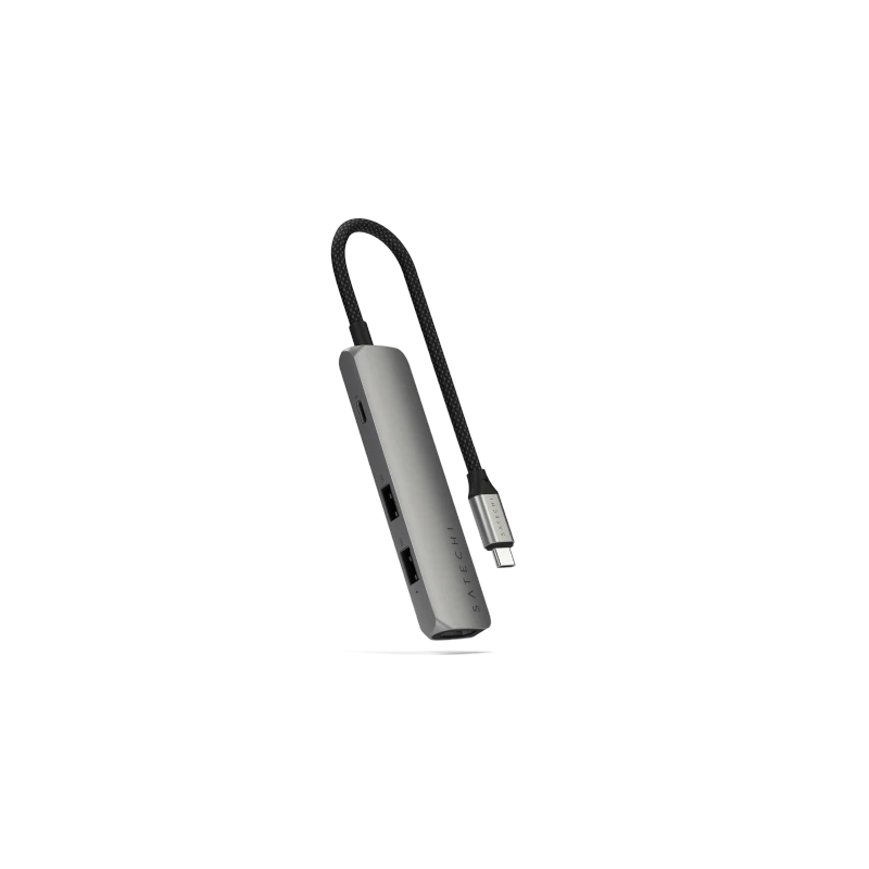 Satechi 4-in-1 USB-C Slim Multiport Adapter 4K - aluminiowy adapter do urządzeń mobilnych USB-C (USB-C, 4K HDMI, 2x USB-A) (spac