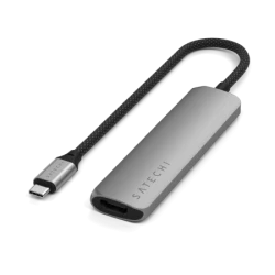 Satechi 4-in-1 USB-C Slim Multiport Adapter 4K - aluminiowy adapter do urządzeń mobilnych USB-C (USB-C, 4K HDMI, 2x USB-A) (spac