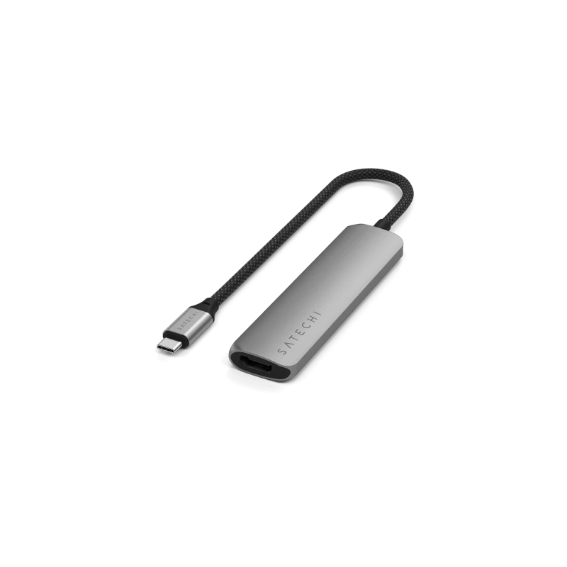Satechi 4-in-1 USB-C Slim Multiport Adapter 4K - aluminiowy adapter do urządzeń mobilnych USB-C (USB-C, 4K HDMI, 2x USB-A) (spac