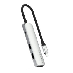 Satechi 4-in-1 USB-C Slim Multiport Adapter 4K - aluminiowy adapter do urządzeń mobilnych USB-C (USB-C, 4K HDMI, 2x USB-A) (silv