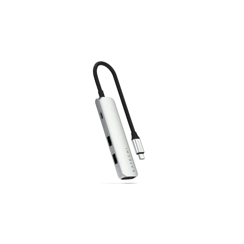 Satechi 4-in-1 USB-C Slim Multiport Adapter 4K - aluminiowy adapter do urządzeń mobilnych USB-C (USB-C, 4K HDMI, 2x USB-A) (silv
