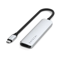 Satechi 4-in-1 USB-C Slim Multiport Adapter 4K - aluminiowy adapter do urządzeń mobilnych USB-C (USB-C, 4K HDMI, 2x USB-A) (silv