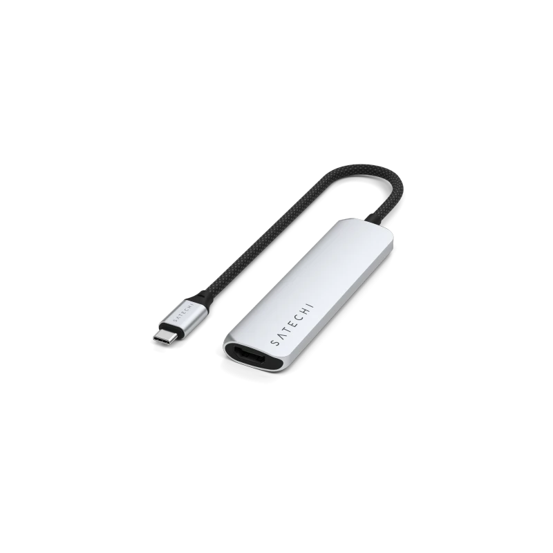 Satechi 4-in-1 USB-C Slim Multiport Adapter 4K - aluminiowy adapter do urządzeń mobilnych USB-C (USB-C, 4K HDMI, 2x USB-A) (silv