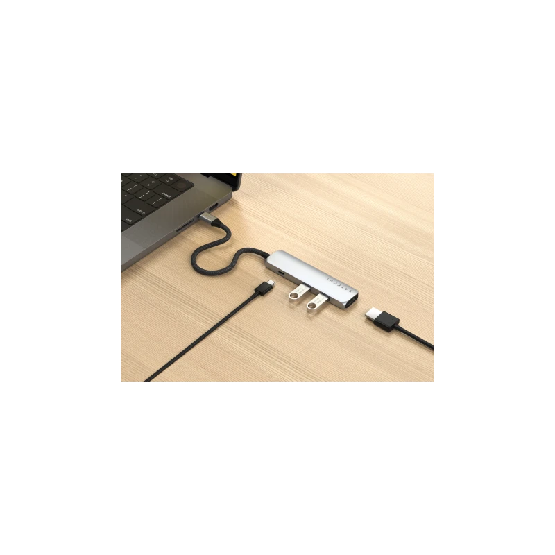Satechi 4-in-1 USB-C Slim Multiport Adapter 4K - aluminiowy adapter do urządzeń mobilnych USB-C (USB-C, 4K HDMI, 2x USB-A) (silv