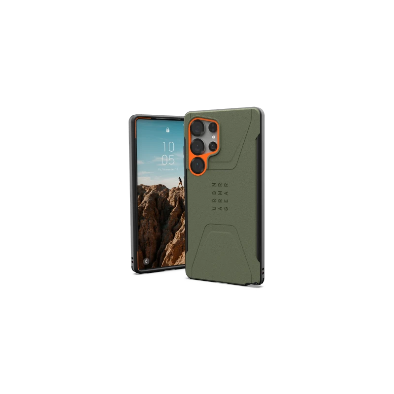 UAG Civilian Pro -  obudowa ochronna do Samsung Galaxy S25 Ultra 5G z wbudowanym modułem magnetycznym (olive/orange)