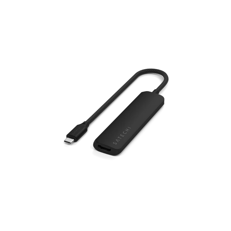 Satechi 4-in-1 USB-C Slim Multiport Adapter 4K - aluminiowy adapter do urządzeń mobilnych USB-C (USB-C, 4K HDMI, 2x USB-A) (blac