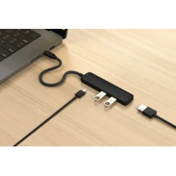 Satechi 4-in-1 USB-C Slim Multiport Adapter 4K - aluminiowy adapter do urządzeń mobilnych USB-C (USB-C, 4K HDMI, 2x USB-A) (blac