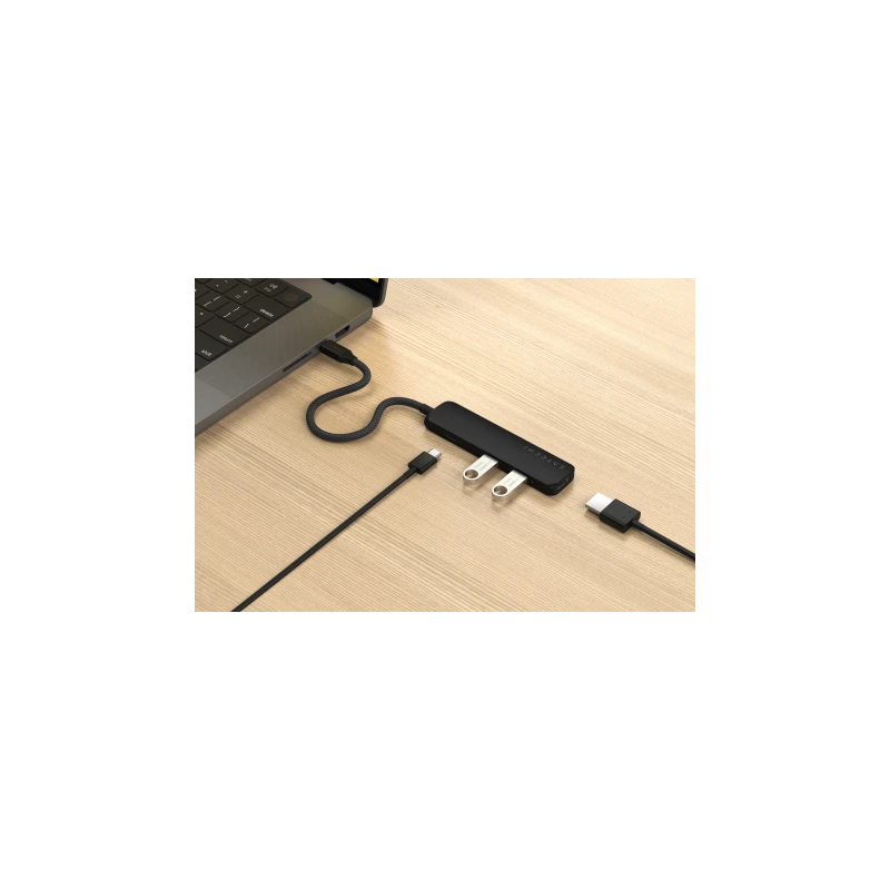 Satechi 4-in-1 USB-C Slim Multiport Adapter 4K - aluminiowy adapter do urządzeń mobilnych USB-C (USB-C, 4K HDMI, 2x USB-A) (blac