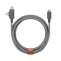 Native Union Belt Cable Duo Pro 240W - kabel USB-C - USB-C / lightning, 2,4 m (zebra)