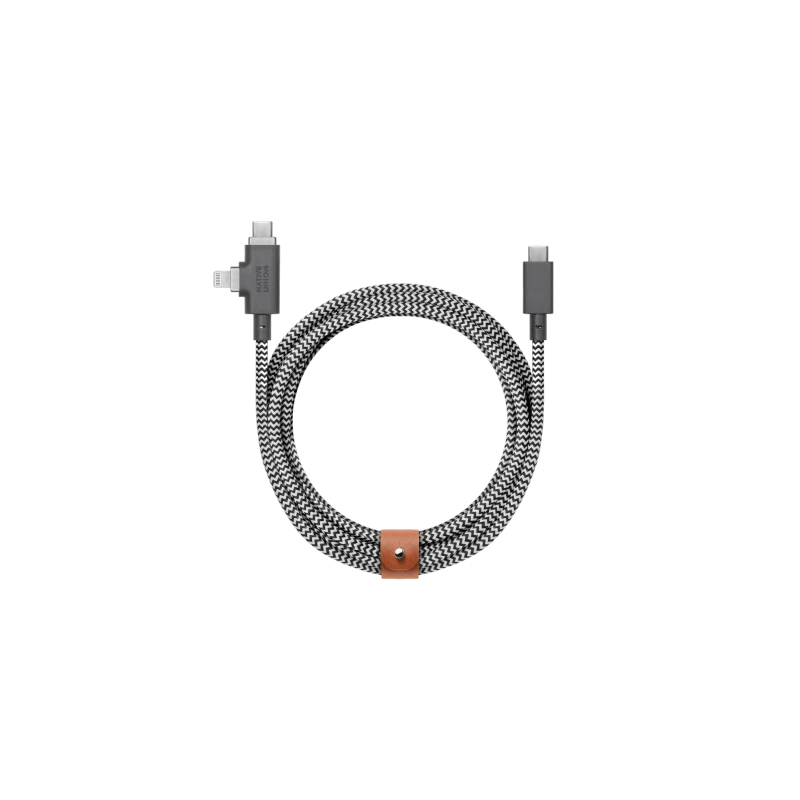 Native Union Belt Cable Duo Pro 240W - kabel USB-C - USB-C / lightning, 2,4 m (zebra)