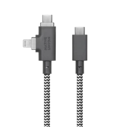 Native Union Belt Cable Duo Pro 240W - kabel USB-C - USB-C / lightning, 2,4 m (zebra)
