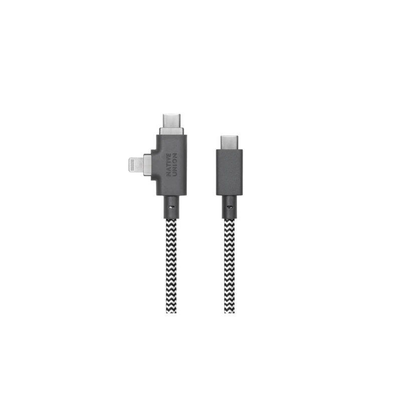 Native Union Belt Cable Duo Pro 240W - kabel USB-C - USB-C / lightning, 2,4 m (zebra)