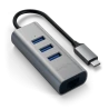 Satechi Aluminium Hub 2in1 - aluminiowy Hub do laptopów i komputerów stacjonarnych USB-C (3x USB-A, Ethernet) (space gray)