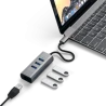 Satechi Aluminium Hub 2in1 - aluminiowy Hub do laptopów i komputerów stacjonarnych USB-C (3x USB-A, Ethernet) (space gray)