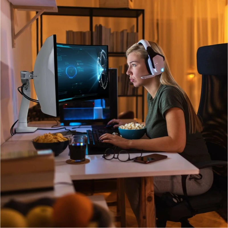 Ergotron HX Desk Monitor HD Pivot regulowany uchwyt biurkowy biały dedykowany do Samsung Odyssey