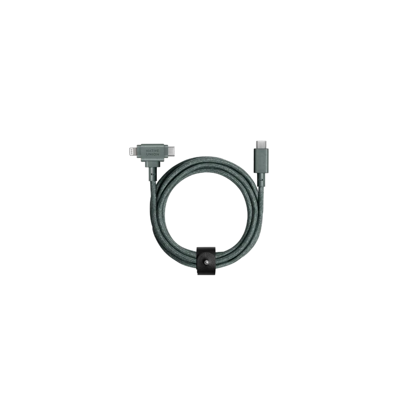 Native Union Belt Cable Duo - kabel USB-C - USB-C / lightning, 1,5 m (slate green)